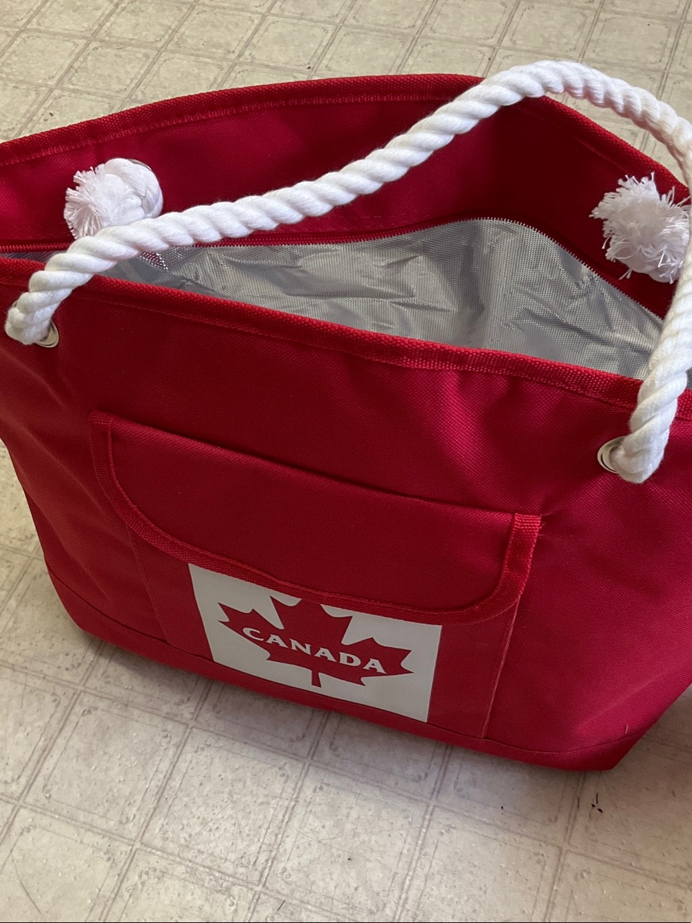Canada Red Canvas Tote Bag with Rope Handles - Picture 4 of 4